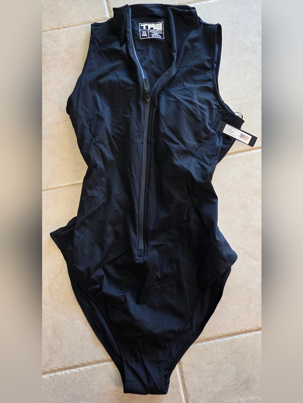 TA3 Sleeveless Surfy One Piece Black Corset Swimsuit Women’s Plus 3X XLong NEW